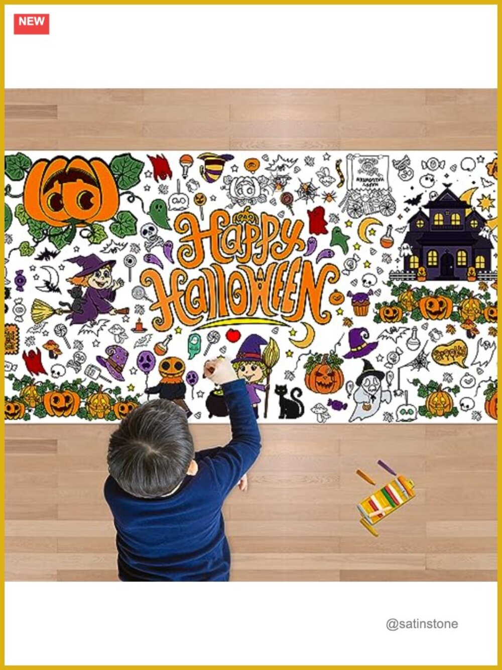 Giant Halloween Coloring Poster/Tablecloth 30x72 Paper Banner Party Decoration